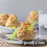 Buffalo Chicken Salad in Blue Cheese Gougeres