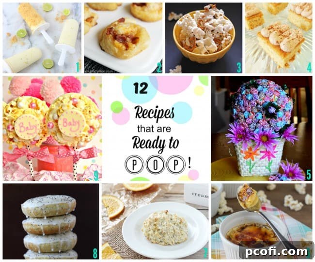 A collage of various 'pop' themed recipes from the virtual baby shower.