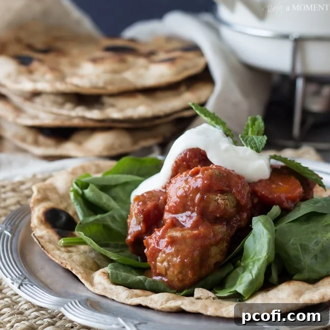 Slow Cooker Moroccan Turkey Meatballs with Homemade Whole Wheat Naan | A Flavorful Weeknight Meal