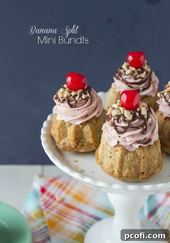 Banana Split Mini Bundt Cakes | Baking a Moment
