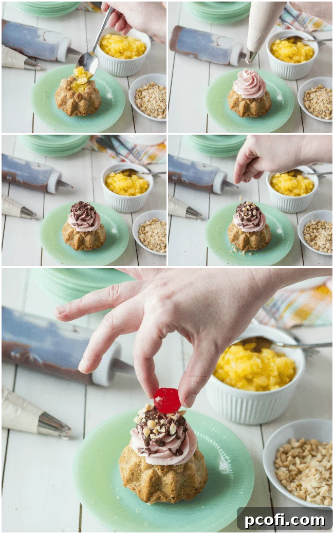 Banana Split Mini Bundt Cakes | Baking a Moment