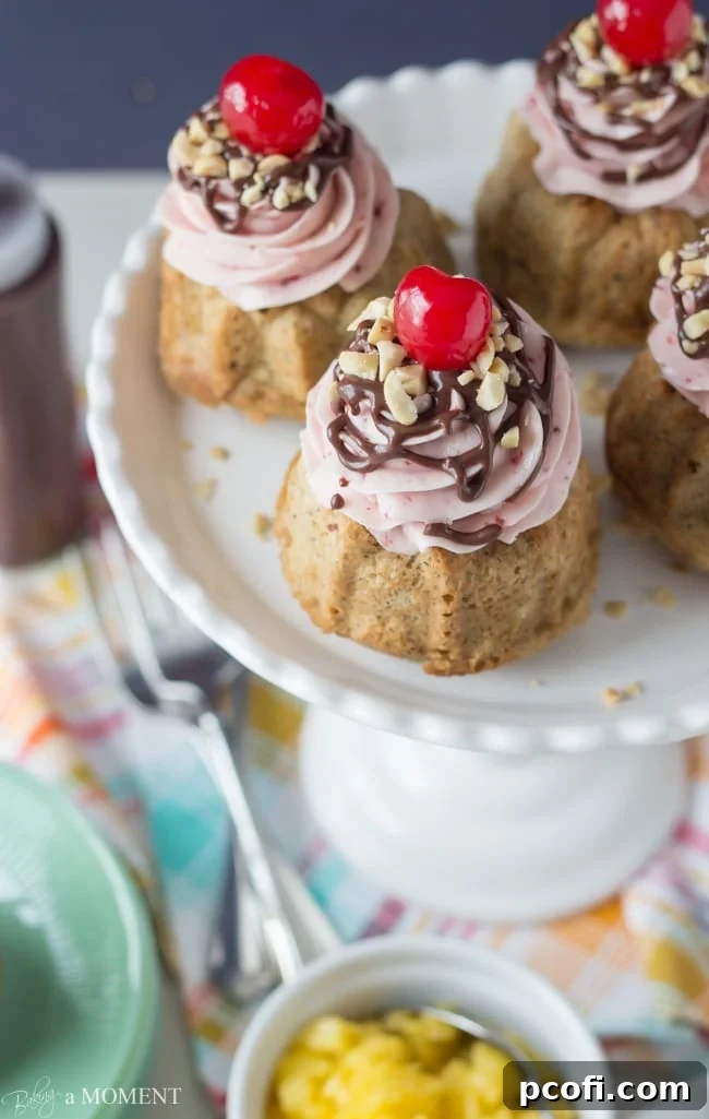Banana Split Mini Bundt Cakes | Baking a Moment
