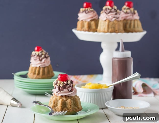 Banana Split Mini Bundt Cakes | Baking a Moment