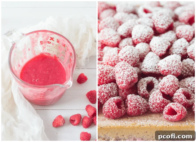 Juicy raspberries embedded in Raspberry Magic Custard Cake | Baking a Moment