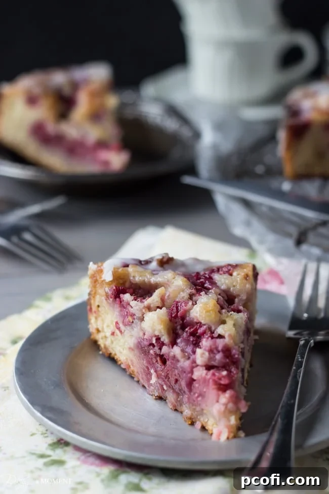 Raspberry Lemon Sweet Roll Cake with Buttermilk Glaze | Overhead view of the cake with glaze.