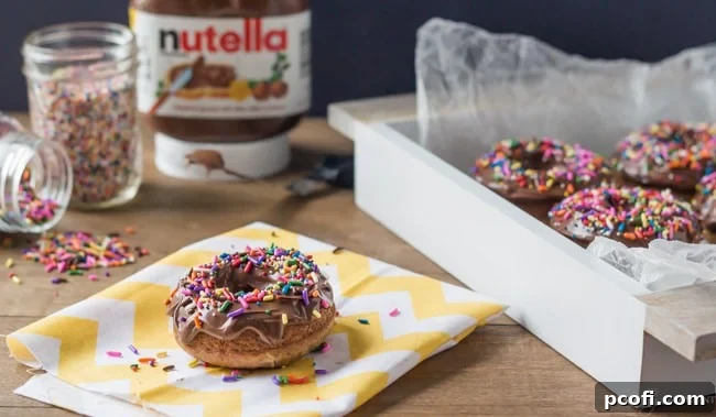 Nutella Frosted Brown Butter Banana Whole Wheat Baked Donuts | Baking a Moment
