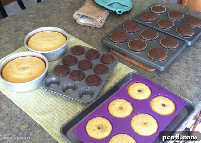 A baker's afternoon work, including cupcakes and cookies