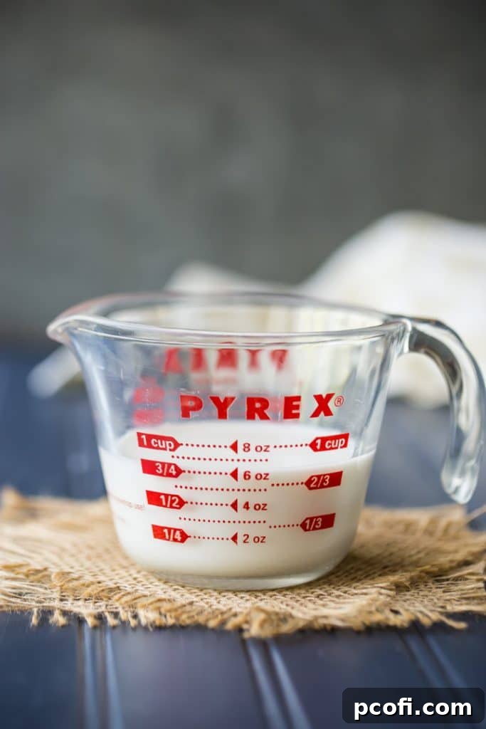 How to measure liquid ingredients in a measuring cup.