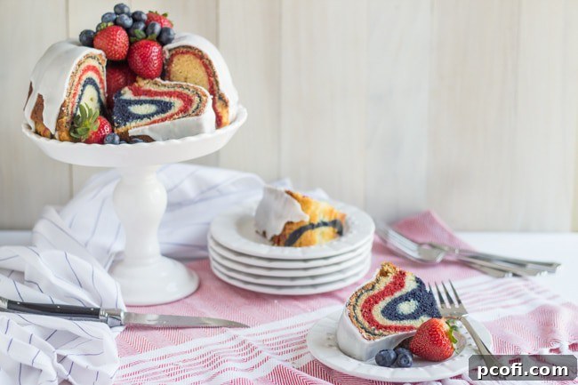 Red, White, & Blue Velvet Bundt Cake Garnish Ideas | Baking a Moment
