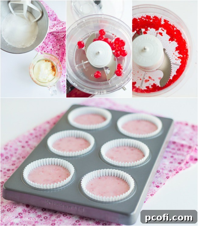 Cherry Chip Cupcakes baked in a pan, ready for frosting