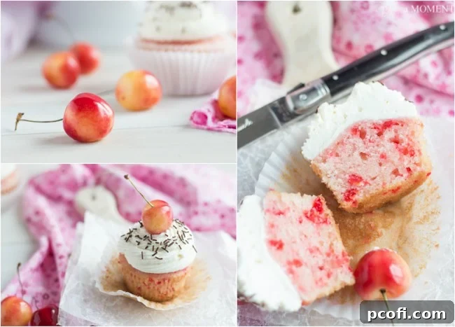 Finely chopped maraschino cherries ready to be added to the cupcake batter