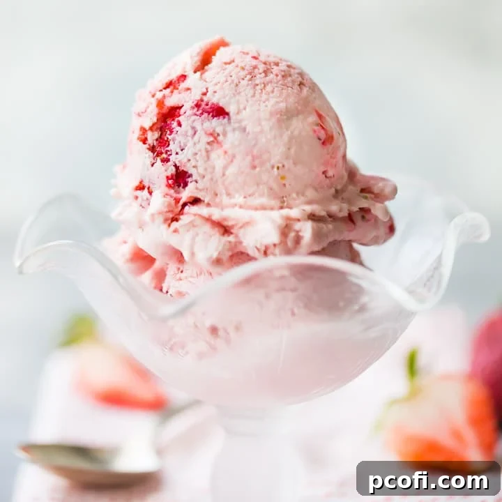 Homemade strawberry ice cream from scratch