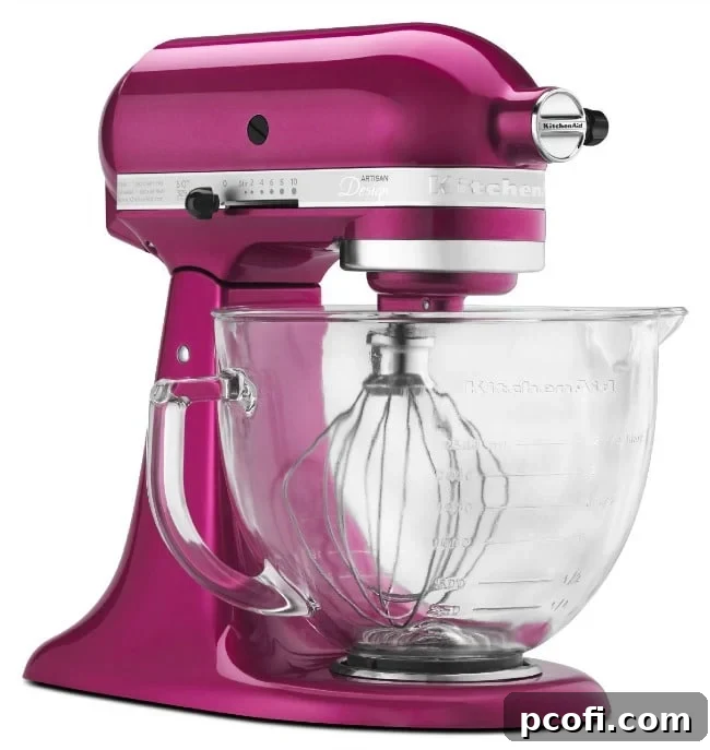 Pink KitchenAid Stand Mixer and Breast Cancer Awareness themed decorations for Cook for the Cure campaign