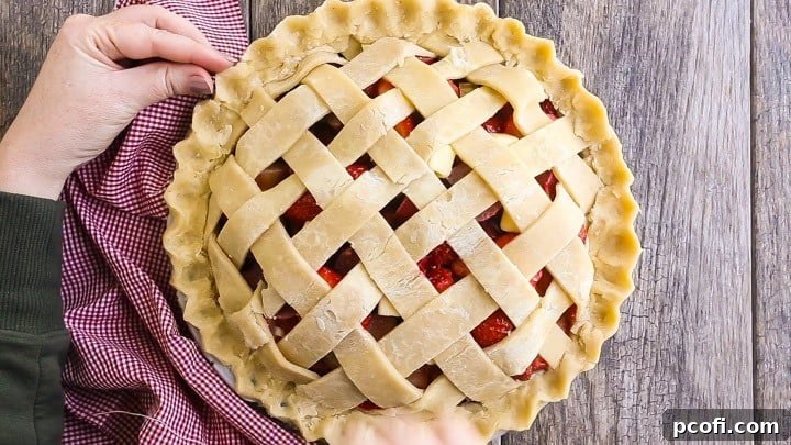 How to Make Lattice Pie Crust Step-by-Step: Crimping edge.