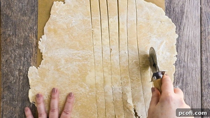 How to Make Lattice Pie Crust Step-by-Step: Cutting Strips.