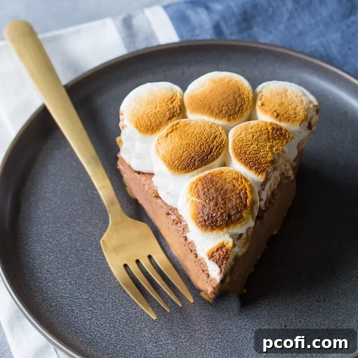 Best S'mores Pie Recipe - Indulge in a buttery graham cracker crust, fluffy milk chocolate mousse filling, and toasted marshmallows on top for the perfect summer dessert.