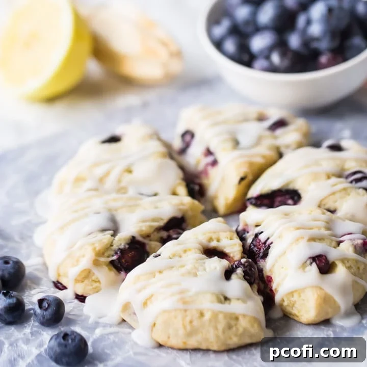 Easy Lemon Blueberry Scones Recipe with fresh blueberries and lemon zest