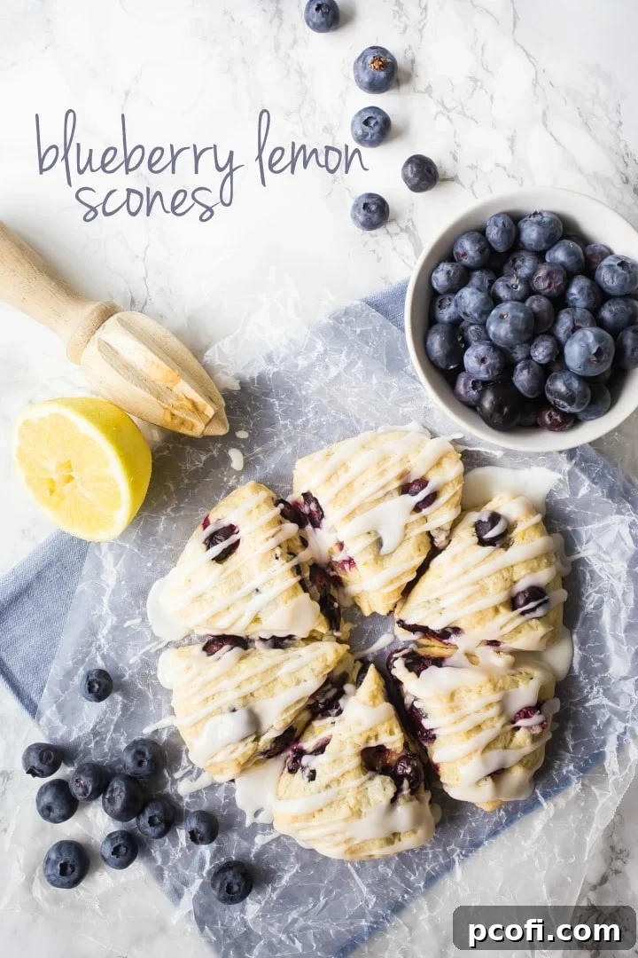 Best Lemon Blueberry Scone Recipe with a delicate lemon glaze
