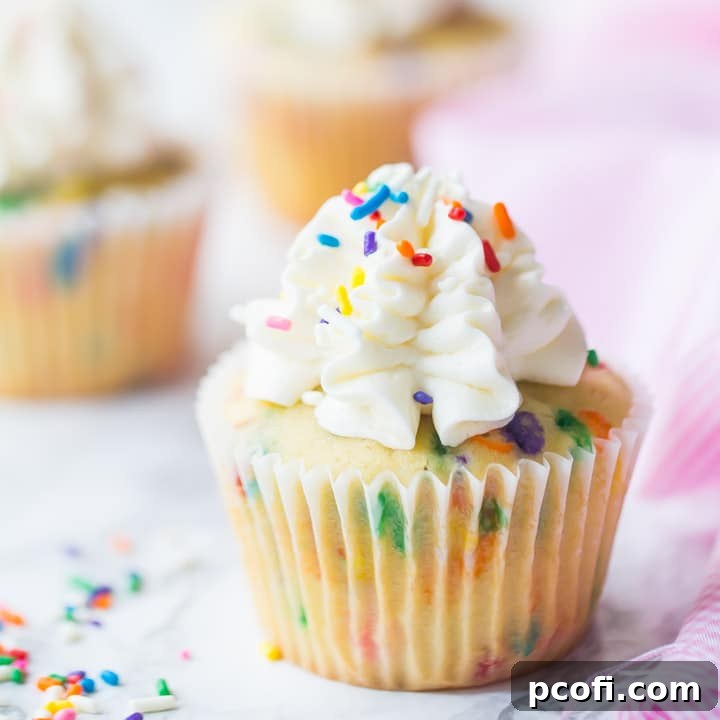 Homemade Funfetti Cupcakes Recipe - Moist and Fluffy Vanilla Cupcakes with Sprinkles