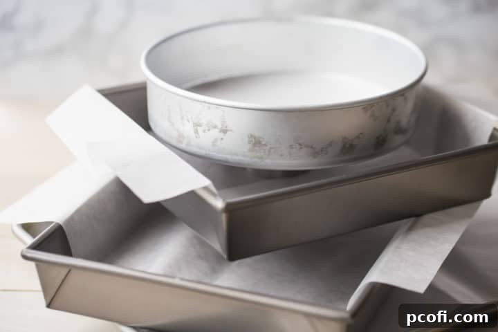 Square pan lined with parchment paper