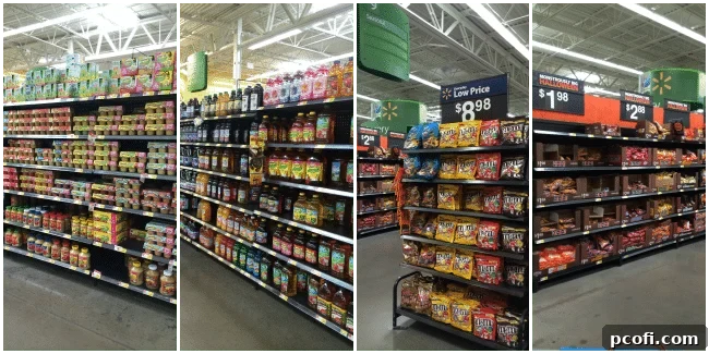 Walmart shopping haul featuring apples, applesauce, and Peanut Butter M&M's.