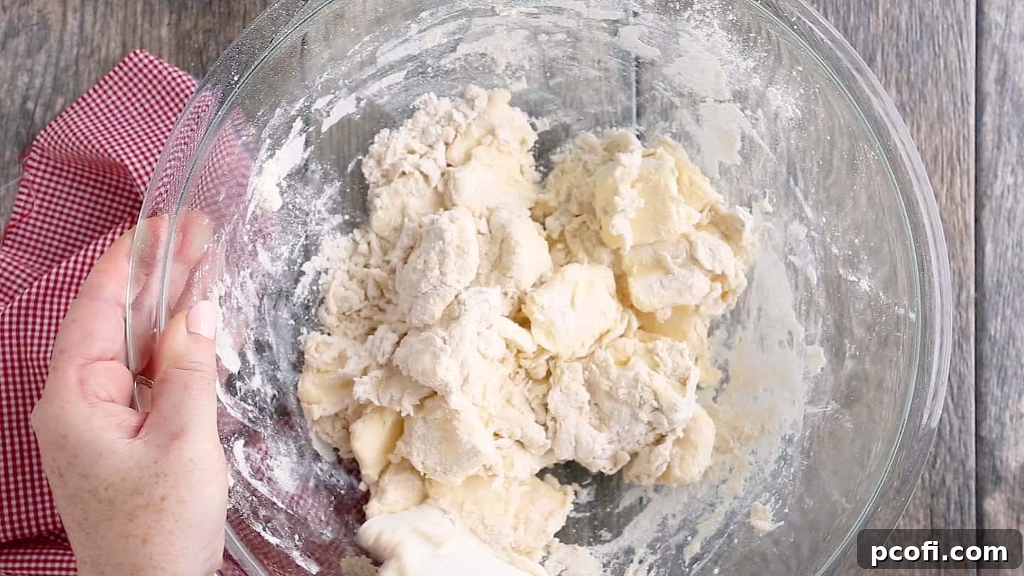 Puff pastry dough forming a ball.