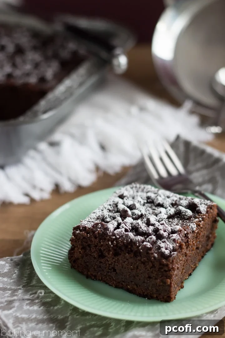 Healthier Chocolate Cake: whole wheat, coconut oil, applesauce, & Greek yogurt. The texture and flavor are amazing!! So chocolate-y & moist, & a snap to make!