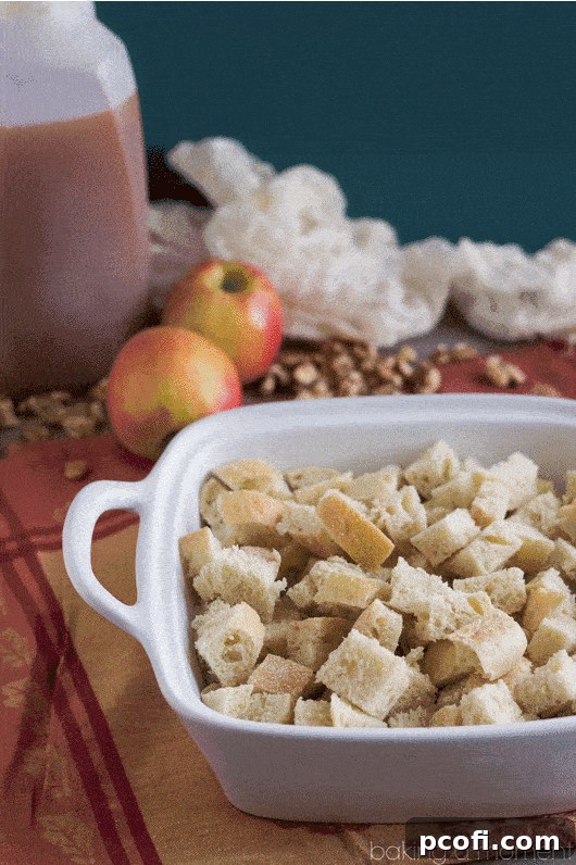 The Apple Walnut Bread Pudding baking in the oven, filling the kitchen with incredible aromas.