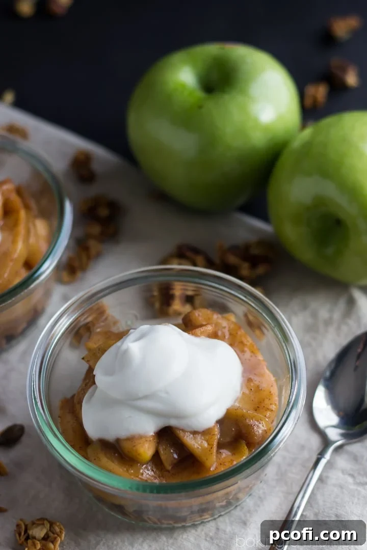 A close-up of the delicious gluten-free, dairy-free granola apple pie, perfect for an indulgent and healthy fall treat.