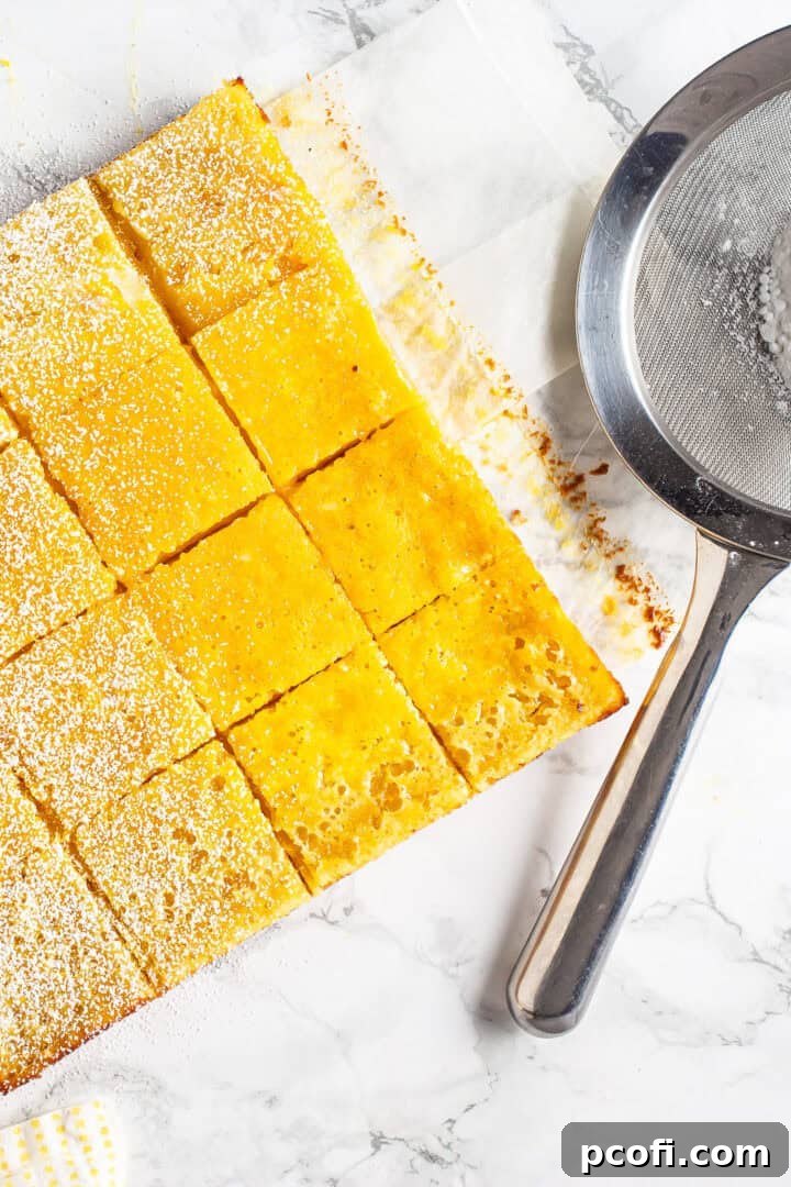 Cutting lemon bars into squares.