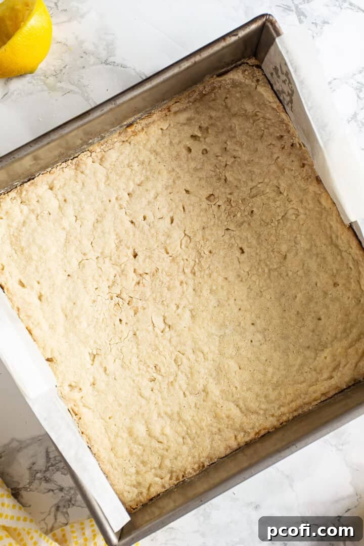 Partially baked lemon bar crust.
