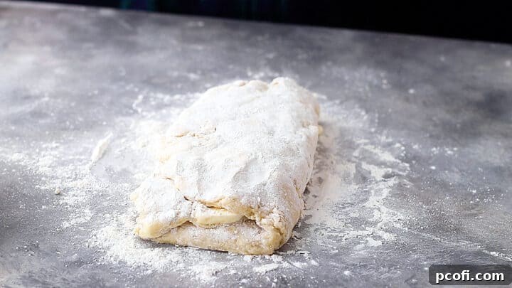 Croissant dough, folded into thirds.