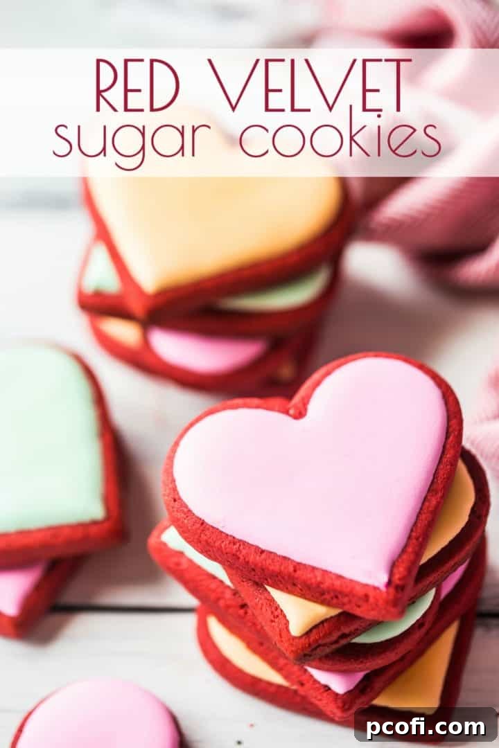 Easy Red Velvet Sugar Cookie Recipe - detailed instructions for making soft and tender red velvet cutout cookies with cream cheese.