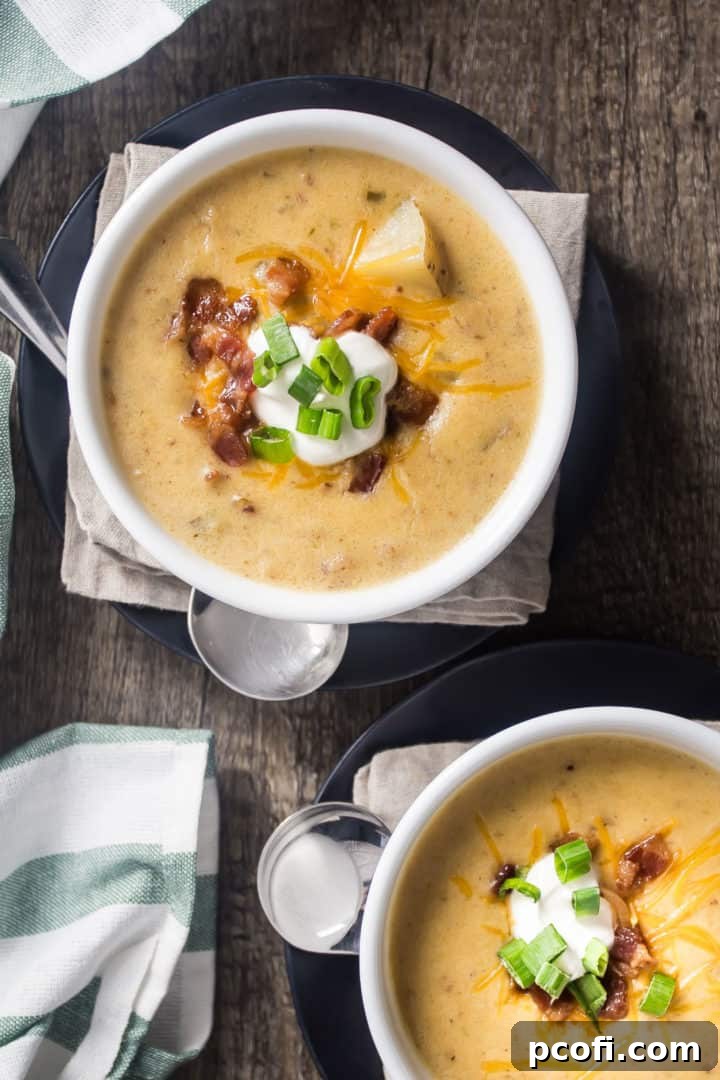 One-Pot Loaded Baked Potato Soup Recipe - perfect for cold weather