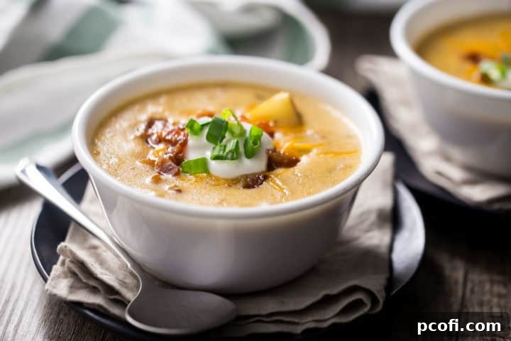 Loaded Baked Potato Soup with Heavy Cream and fresh toppings