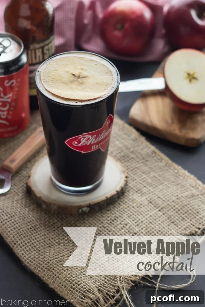 Two glasses of Velvet Apple Cocktail, ready to serve, perfect for holiday entertaining