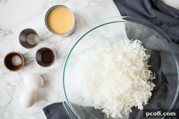 Ingredients for coconut macaroons
