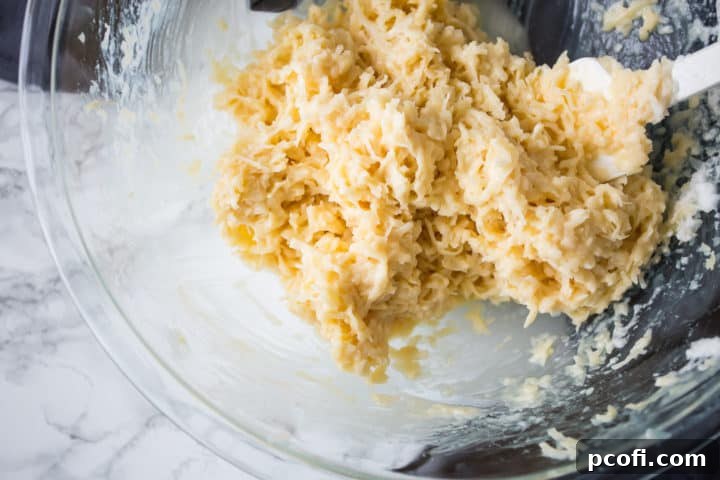 Close up of coconut macaroons batter