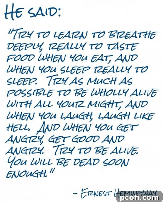 Inspirational quote about living in the present moment and embracing life's brevity.