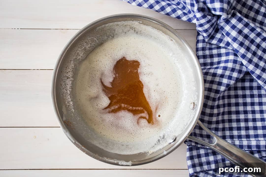 Brown butter in a small stainless steel skillet.
