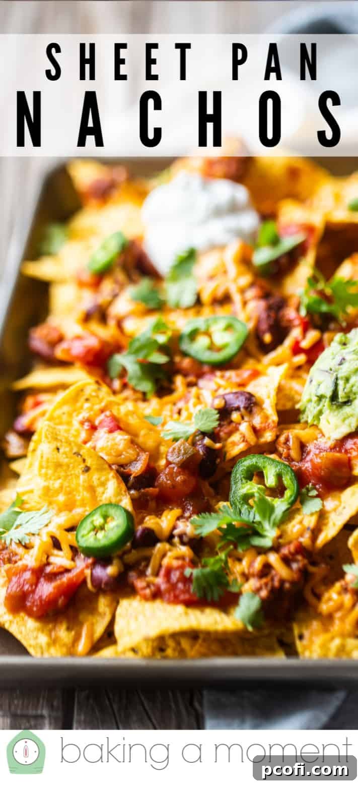 Sheet pan nachos recipe pin 3.