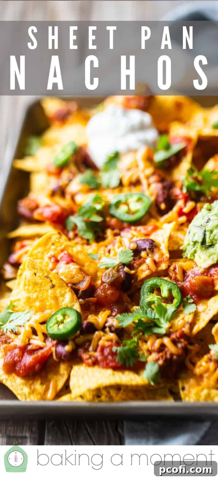 Sheet pan nachos recipe pin 2.