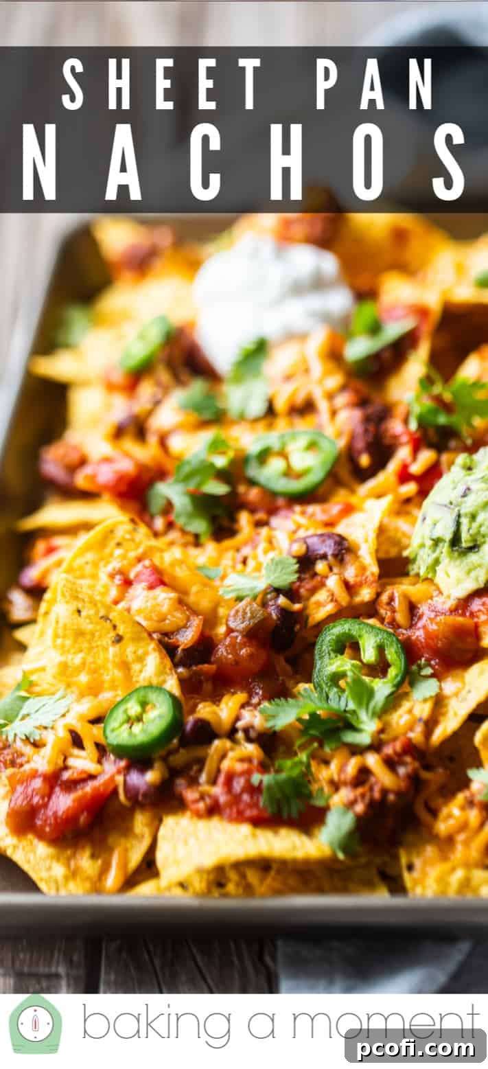 Sheet pan nachos recipe pin 1.