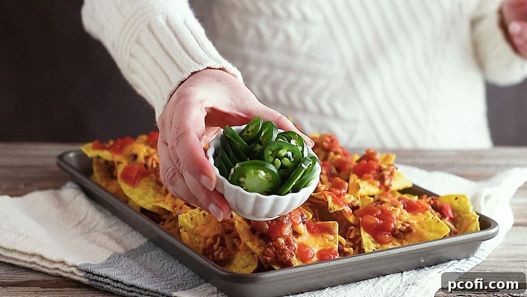 Freshly sliced jalapeno peppers for nacho recipe.