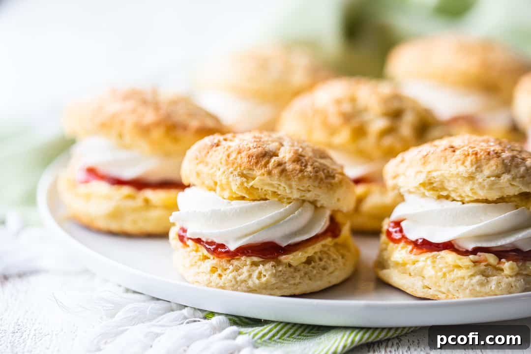 Best Irish scone recipe served with generous amounts of jam and cream.