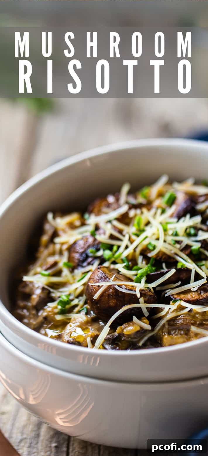 Mushroom risotto infused with truffle oil.