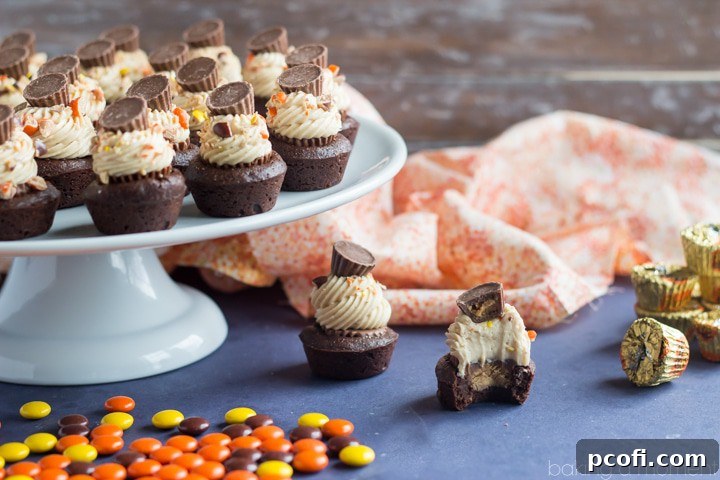 Finished Reese's Peanut Butter Cheesecake Brownie Bites ready to serve