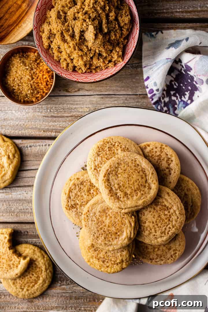 Brown sugar cookies recipe baked and topped with raw sugar.