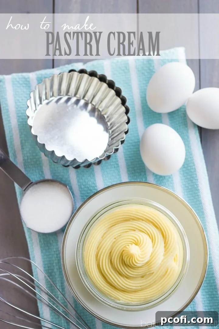 Versatile homemade pastry cream, a core recipe for any baker, shown in a bowl.