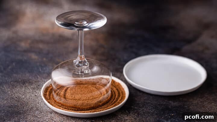 How to rim a cocktail glass with chocolate sugar.